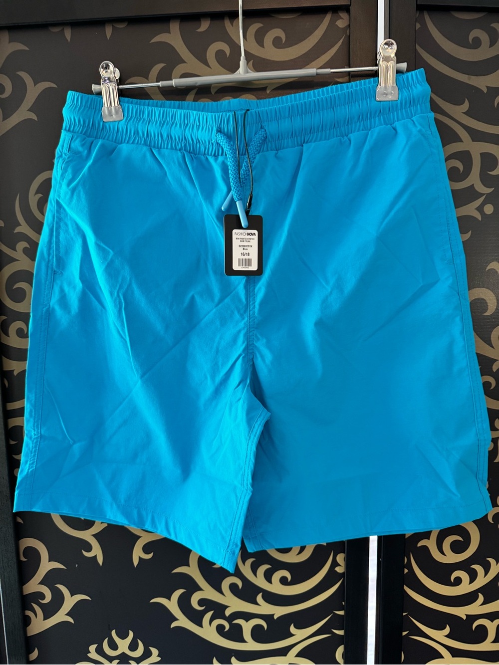 Fashion Nova Men's Bright Turquoise Swim Trunks
